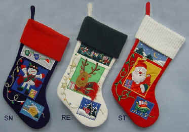 Snowman, Reindeer, Santa Stockings Velvet