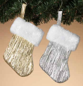 Silver Small Christmas Stockings or Mini Gold Xmas Stockings