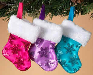 Pink, Purple or Blue Mini Christmas Stockings