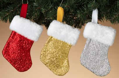 Metallic Mini Christmas Stockings in Gold, Silver, Red
