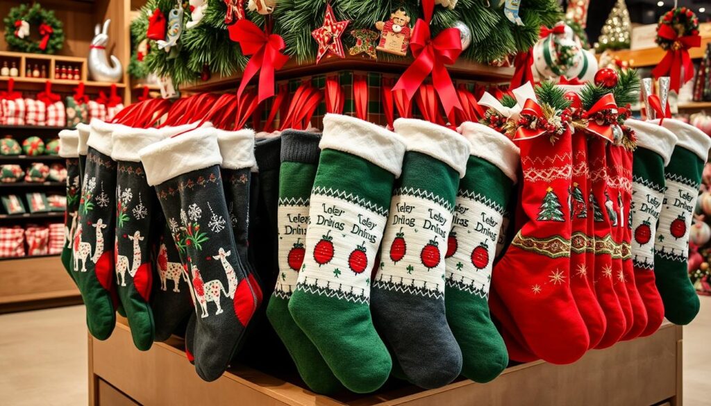 Christmas Stockings Bulk Display in Retail Setting